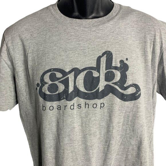 Sick Boardshop Crewneck T Shirt L Grey Short Sleeve Logo Graphic Skate Cotton - Picture 2 of 6